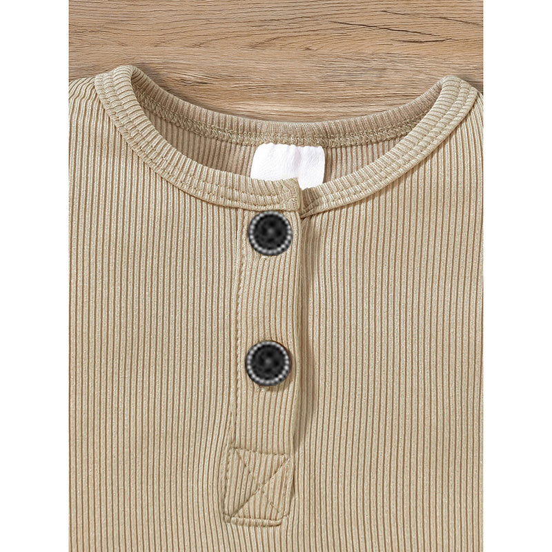 3-Pack Newborn Infants Baby Boys & Girls Long Sleeve Ribbed Romper Soft Button Front Jumpsuit