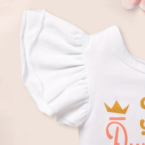 Newborn Baby Girl Outfits Infant Letter Print Romper Tutu Skirt Headband Coming Home Clothes Set