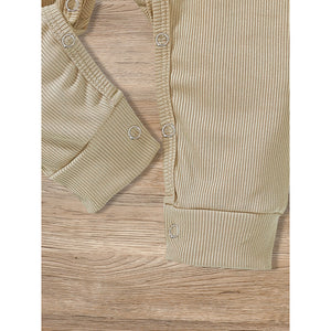 3-Pack Newborn Infants Baby Boys & Girls Long Sleeve Ribbed Romper Soft Button Front Jumpsuit